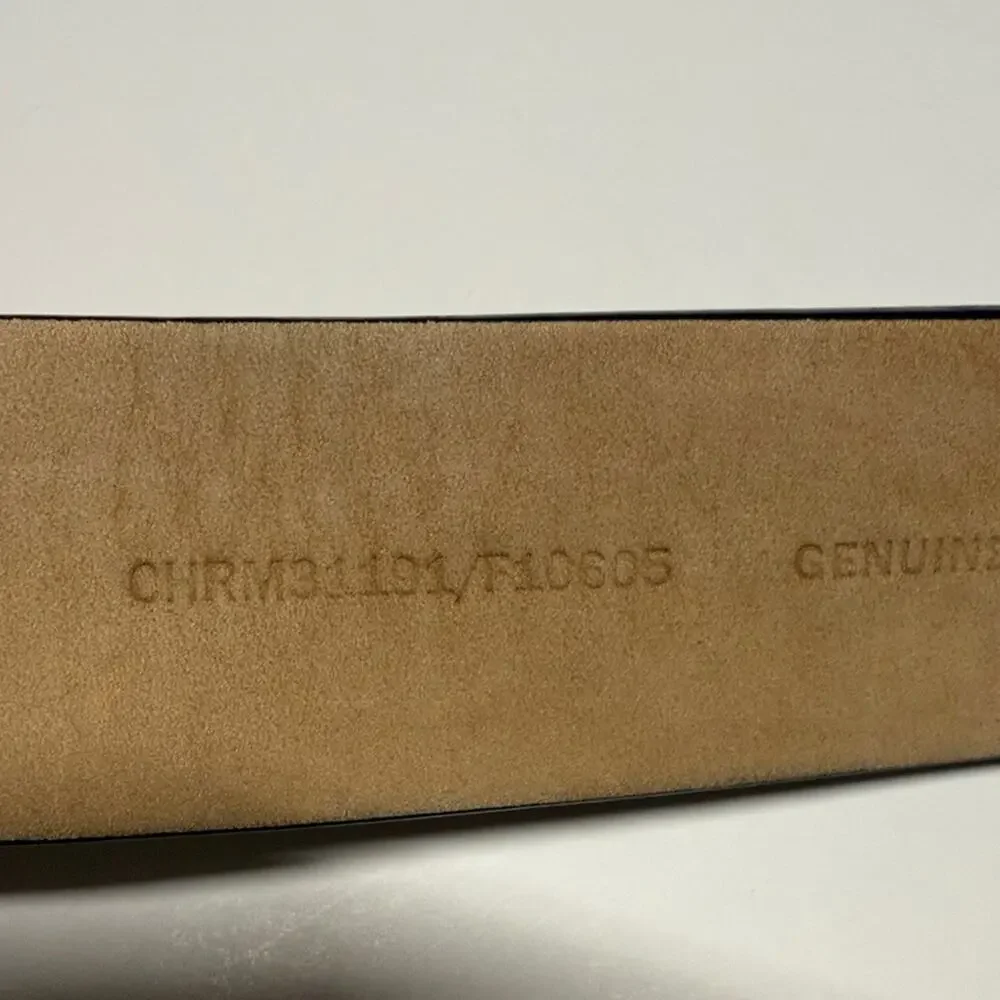 Cole Haan Brown Perforated Leather Belt with Silver Buckle 32